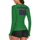 Custom Emerald Green Purple Women's Long-Sleeve Shirt