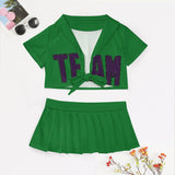 Custom Emerald Green Purple Cheerleading Uniform Set