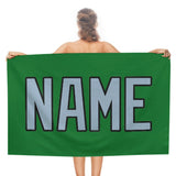 Custom Emerald Green Light Blue Beach Towel