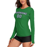 Custom Emerald Green Light Blue Women's Long-Sleeve Shirt