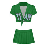 Custom Emerald Green Light Blue Cheerleading Uniform Set