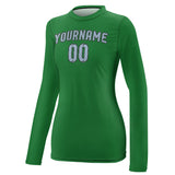 Custom Emerald Green Light Blue Women's Long-Sleeve Shirt