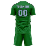 Custom Emerald Green Light Blue Soccer Jersey