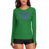 Custom Emerald Green Sky Blue Women's Long-Sleeve Shirt