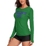 Custom Emerald Green Sky Blue Women's Long-Sleeve Shirt