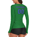 Custom Emerald Green Sky Blue Women's Long-Sleeve Shirt