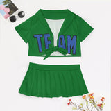 Custom Emerald Green Sky Blue Cheerleading Uniform Set