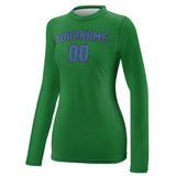 Custom Emerald Green Sky Blue Women's Long-Sleeve Shirt