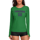 Custom Emerald Green Blue Women's Long-Sleeve Shirt