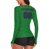 Custom Emerald Green Blue Women's Long-Sleeve Shirt