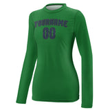 Custom Emerald Green Blue Women's Long-Sleeve Shirt