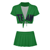 Custom Emerald Green Navy Cheerleading Uniform Set