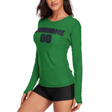 Custom Emerald Green Navy Women's Long-Sleeve Shirt