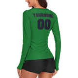 Custom Emerald Green Navy Women's Long-Sleeve Shirt