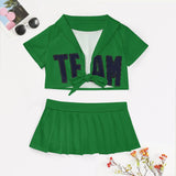 Custom Emerald Green Navy Cheerleading Uniform Set