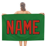 Custom Emerald Green Orange Red Beach Towel