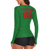 Custom Emerald Green Orange Red Women's Long-Sleeve Shirt