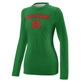 Custom Emerald Green Orange Red Women's Long-Sleeve Shirt