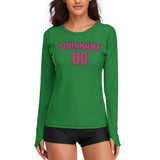 Custom Emerald Green Pink Women's Long-Sleeve Shirt
