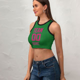 Custom Emerald Green Pink Sleeveless Tank Top