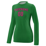 Custom Emerald Green Pink Women's Long-Sleeve Shirt