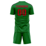 Custom Emerald Green Red Soccer Jersey