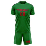 Custom Emerald Green Red Soccer Jersey