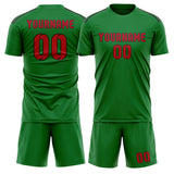 Custom Emerald Green Red Soccer Jersey