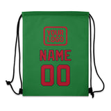 Custom Emerald Green Red Drawstring Bag