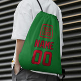Custom Emerald Green Red Drawstring Bag