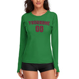 Custom Emerald Green Crimson Red Women's Long-Sleeve Shirt