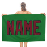 Custom Emerald Green Crimson Red Beach Towel