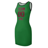 Custom Emerald Green Crimson Red Sleeveless Vest Dress
