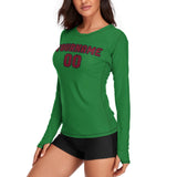 Custom Emerald Green Crimson Red Women's Long-Sleeve Shirt