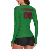 Custom Emerald Green Crimson Red Women's Long-Sleeve Shirt