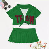Custom Emerald Green Crimson Red Cheerleading Uniform Set