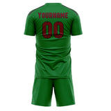 Custom Emerald Green Crimson Red Soccer Jersey