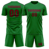 Custom Emerald Green Crimson Red Soccer Jersey