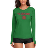 Custom Emerald Green Coral Red Women's Long-Sleeve Shirt