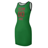 Custom Emerald Green Coral Red Sleeveless Vest Dress