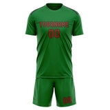 Custom Emerald Green Coral Red Soccer Jersey