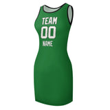 Custom Emerald Green White Sleeveless Vest Dress