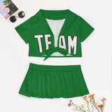 Custom Emerald Green White Cheerleading Uniform Set