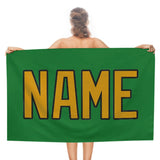 Custom Emerald Green Yellow Beach Towel