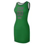 Custom Emerald Green Dark Grey Sleeveless Vest Dress