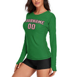 Custom Emerald Green Light Pink Women's Long-Sleeve Shirt