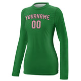 Custom Emerald Green Light Pink Women's Long-Sleeve Shirt