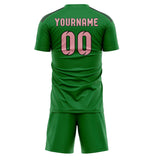 Custom Emerald Green Light Pink Soccer Jersey