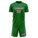 Custom Emerald Green Light Pink Soccer Jersey