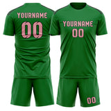 Custom Emerald Green Light Pink Soccer Jersey